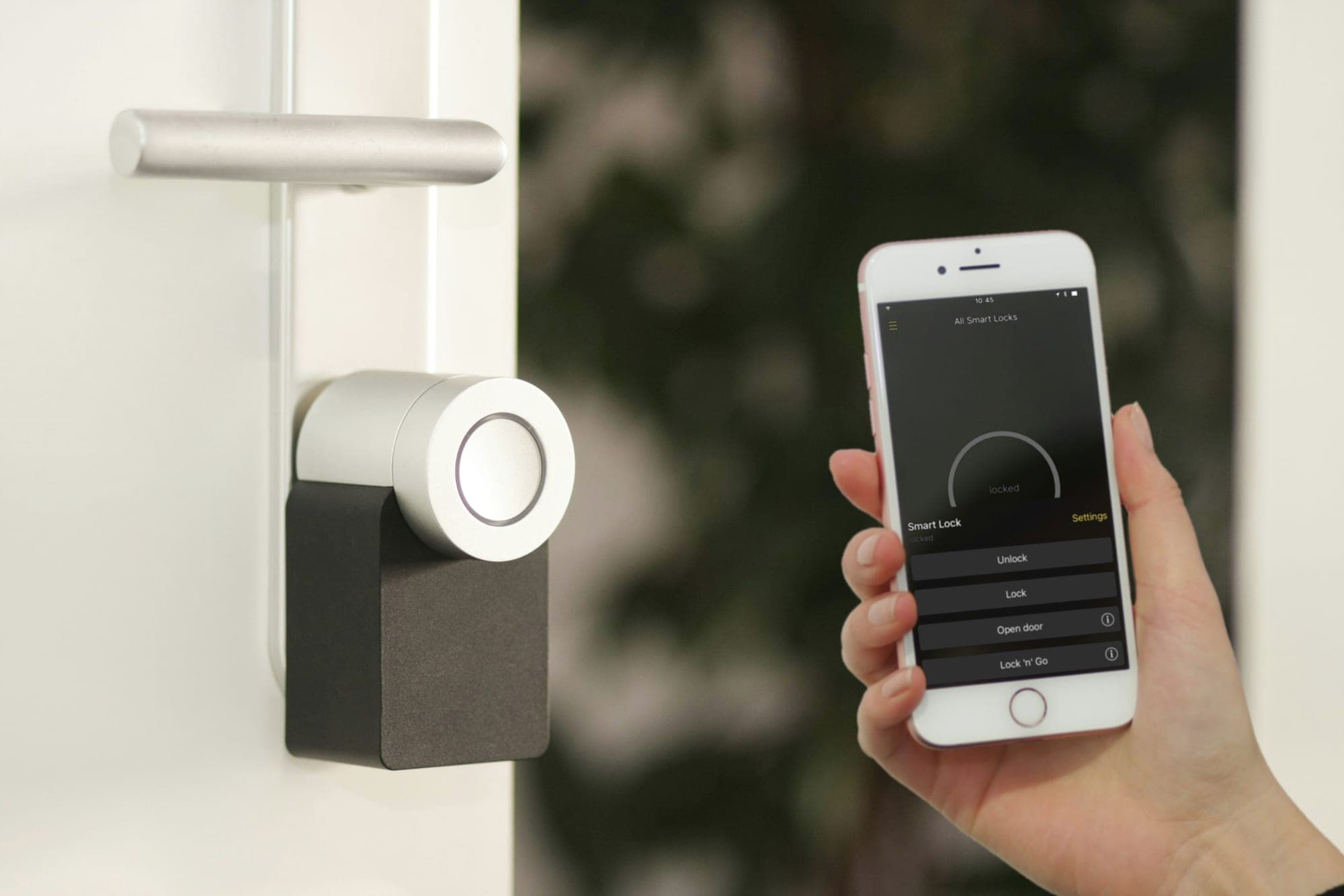 Resident unlocking a smart door lock from a phone